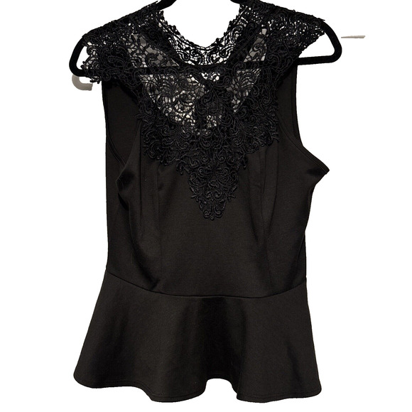 Lace Peplum Top Tie Back Blouse · Charlotte Russe — photo 1 of 1